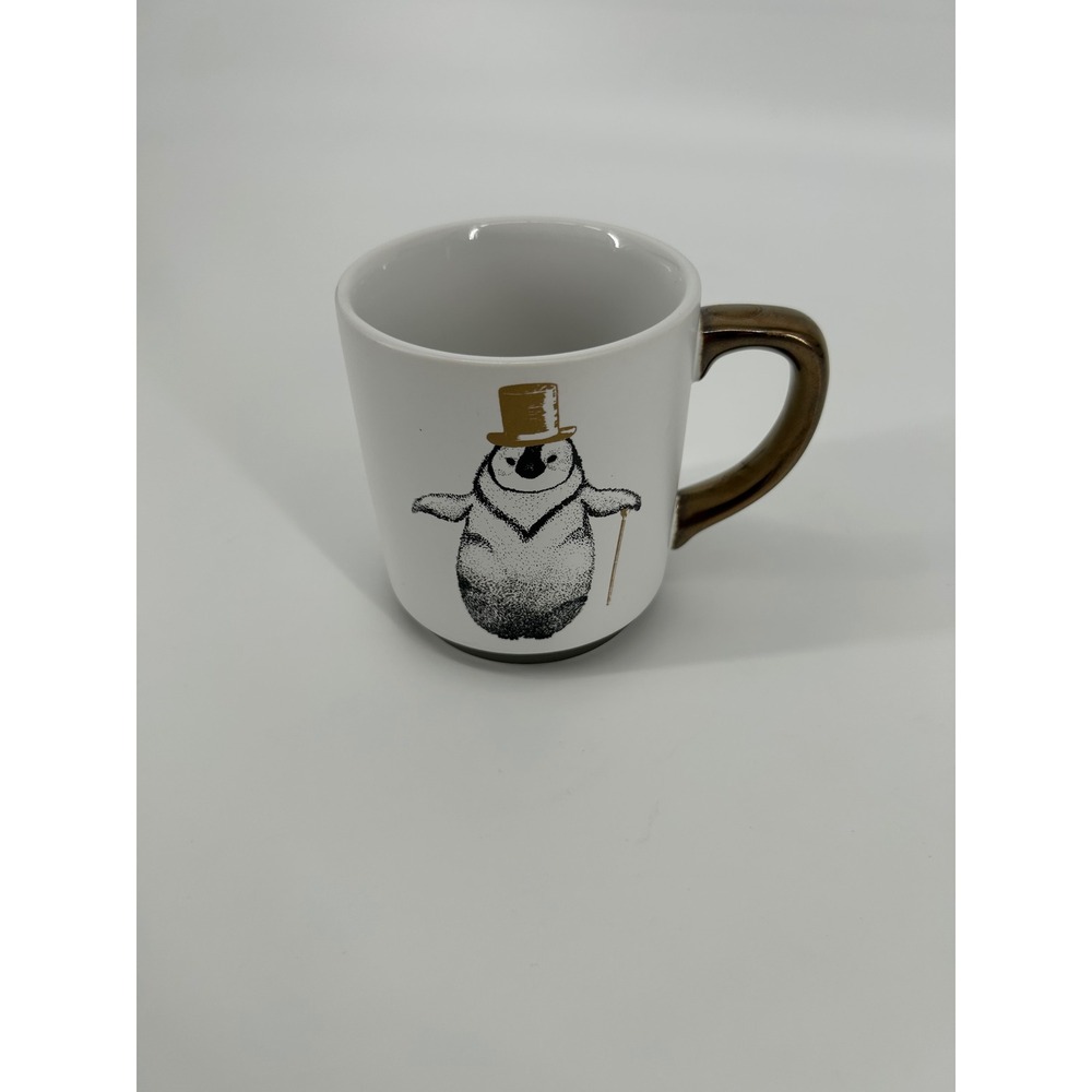 Threshold Penguin Mug Unisex OS White Excellent Dapper Top Hat Gold Handle